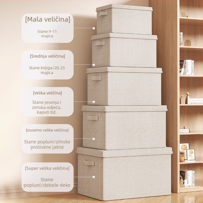 Huaxuan Kutija za pohranu odjeće, periva tkanina pamuk i lan, veliki kapacitet, organizator garderobe