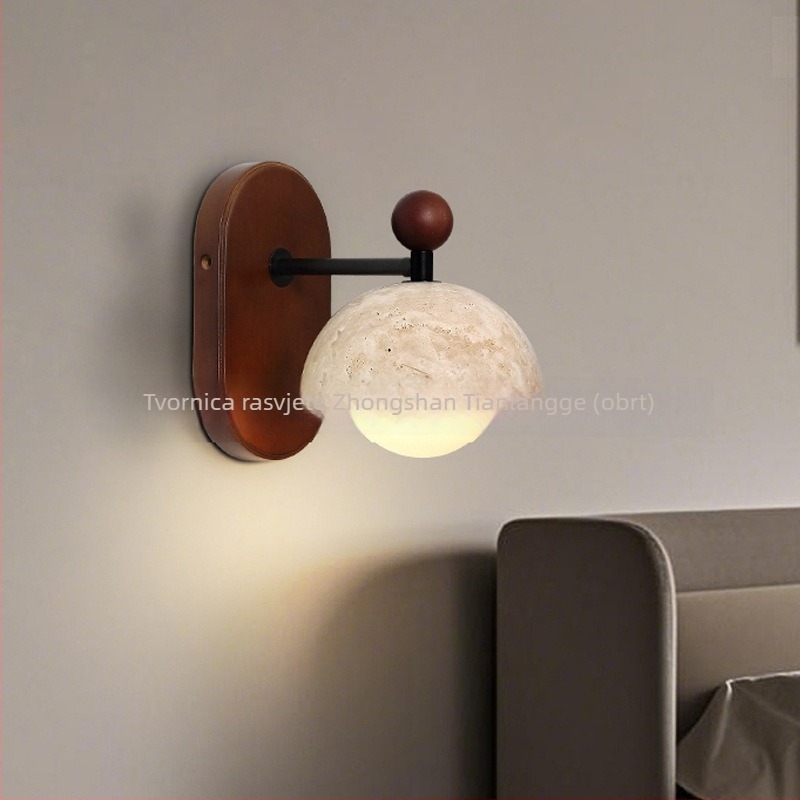 Retro zidna lampa s staklenim abažurem, vintage stil za spavaću sobu i dnevni boravak, kineski inspiriran dizajn, 2025 novi model