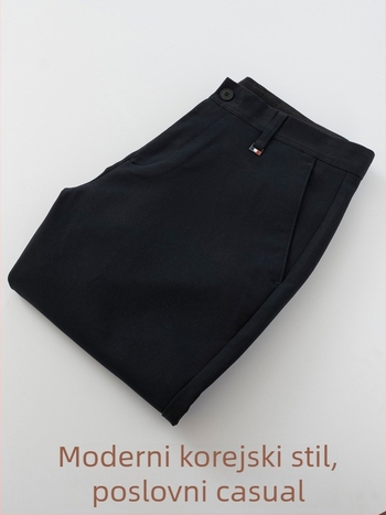 Muške hlače ravnog kroja za proljeće i jesen, poslovno casual stil, korejski stil s glatkim padom