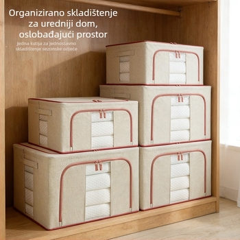 Kutija za odlaganje odjeće od pamuka i lana, veliki garderobni organizator, platnana sklopiva košarica za pohranu, višenamjenska kutija