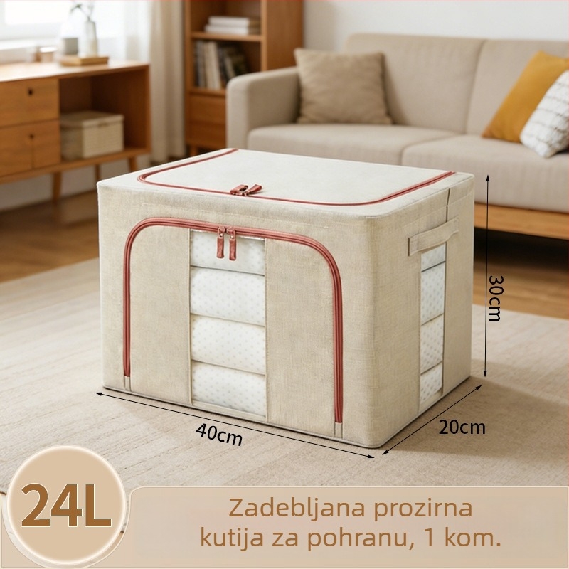 Kutija za odlaganje odjeće od pamuka i lana, veliki garderobni organizator, platnana sklopiva košarica za pohranu, višenamjenska kutija
