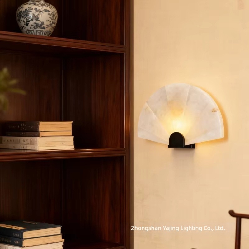 Stenska lampa od prirodnog mramora, potpuno bakrena, u stilu Novokineskog, za dnevni boravak, spavaću sobu, radni prostor, prijemnu i čajanu.