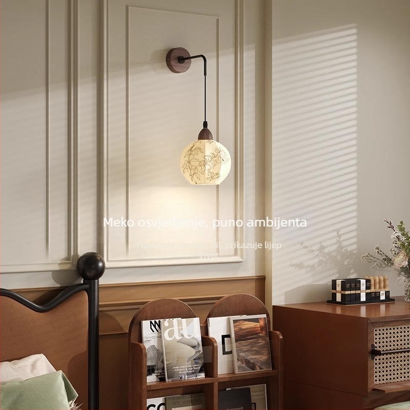Stenska lampa u francuskom stilu za spavaću sobu i čitanje uz krevet, zaštita očiju, retro kineski stil za pozadinsku zidnu površinu dnevnog boravka i stubište.