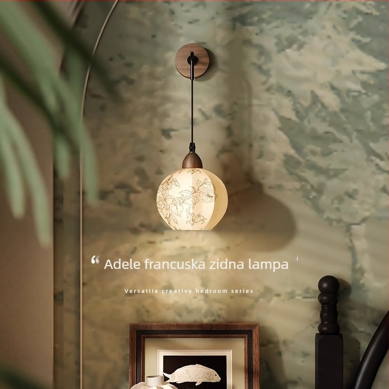 Stenska lampa u francuskom stilu za spavaću sobu i čitanje uz krevet, zaštita očiju, retro kineski stil za pozadinsku zidnu površinu dnevnog boravka i stubište.