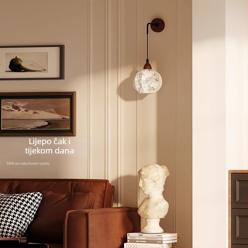 Stenska lampa u francuskom stilu za spavaću sobu i čitanje uz krevet, zaštita očiju, retro kineski stil za pozadinsku zidnu površinu dnevnog boravka i stubište.