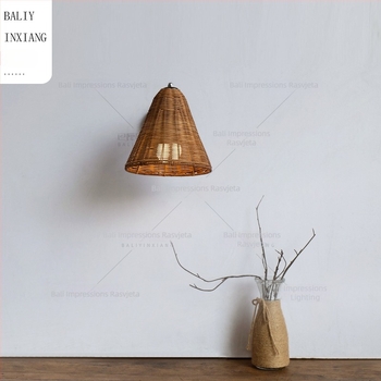 Zidna lampa od ratana u stilu Wabi-Sabi – retro japanski i moderni kineski dizajn za dnevni boravak, spavaću sobu i hodnik, Zen