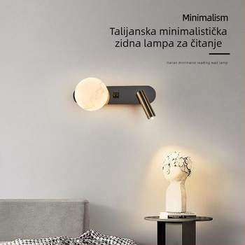 Zidna svjetiljka za spavaću sobu s talijanskim minimalističkim dizajnom, lampica za čitanje uz krevet, LED svjetlo s regulacijom jačine