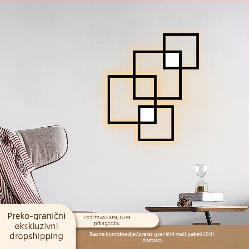 Minimalistička kvadratna LED zidna svjetiljka za hodnik i dnevni boravak, dekorativno ambijentalno osvjetljenje