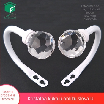 Kristalni U-oblik kuka za zavjese i kopča za konopac, moderni minimalistički kovni dodatak za zavjese