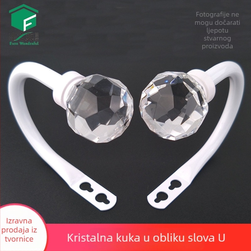 Kristalni U-oblik kuka za zavjese i kopča za konopac, moderni minimalistički kovni dodatak za zavjese