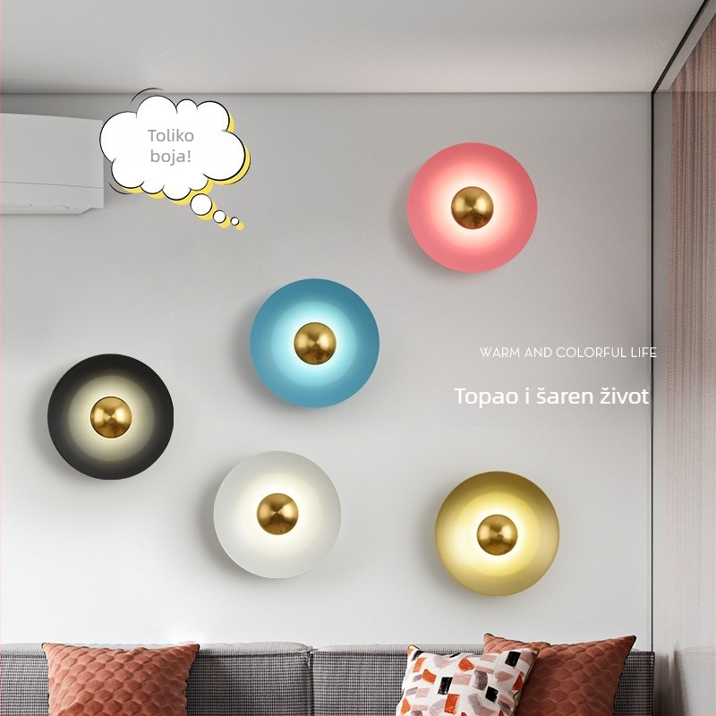 Macaron LED zidna svjetiljka, nordijski postmoderni minimalistički stil, dizajn letjećeg tanjura, za dnevni boravak, ured i spavaću sobu