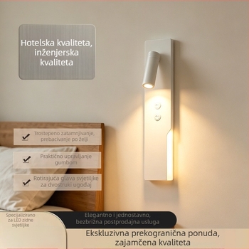 Duga LED zidna lampa za čitanje uz krevetu u spavaćoj sobi i hodniku