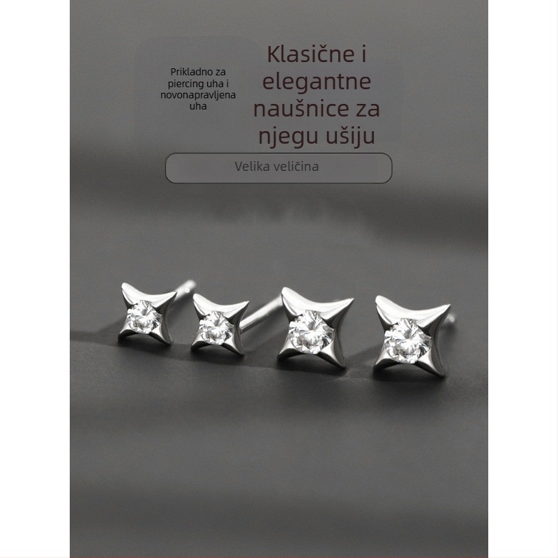 Muške naušne štipaljke od 925 srebra, minimalistički stil s zvjezdicom, mini naušnica za uho, prodaje se kao jedan komad