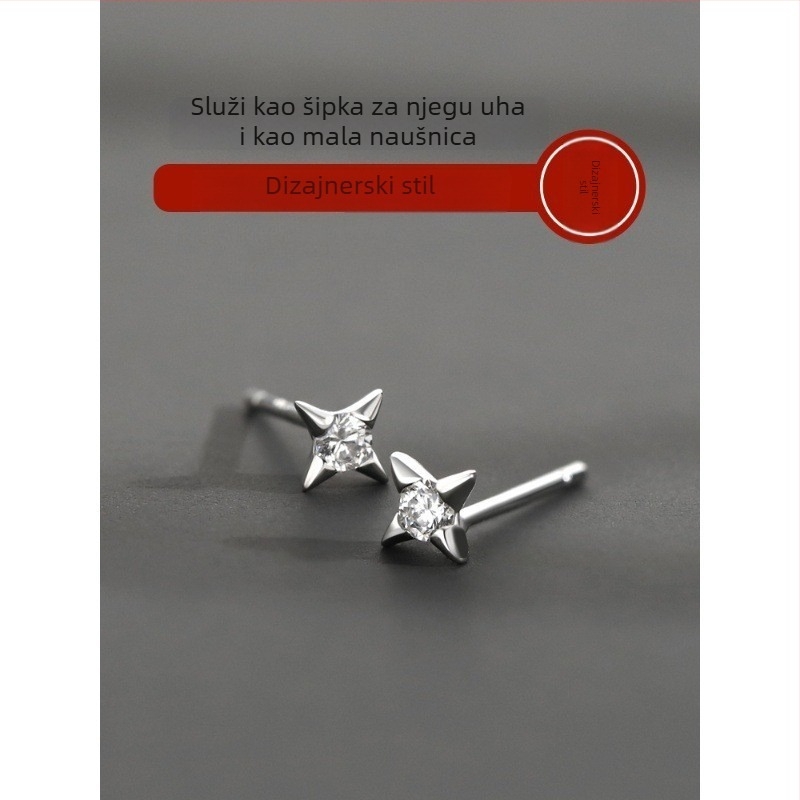 Muške naušne štipaljke od 925 srebra, minimalistički stil s zvjezdicom, mini naušnica za uho, prodaje se kao jedan komad