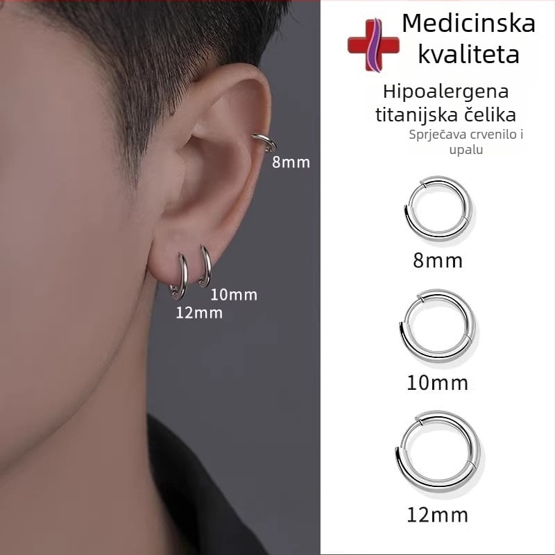 Muške naušnice od titan čelika, minimalistički geometrijski prstenovi i šiljci