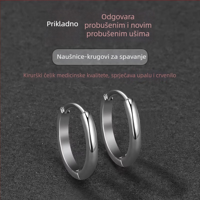 Muške naušnice od titan čelika, minimalistički geometrijski prstenovi i šiljci