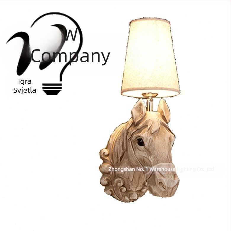 Vintage stenska lampa s glavom konja od smole, europskog stila LED zidna svjetiljka za hotel, bar i restoran dekor