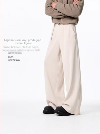 Muške hlače s drapiranim siluetom, casual stil, za proljeće i ljeto, ravni kroj