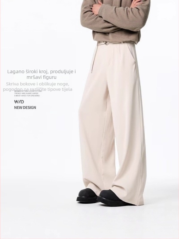 Muške hlače s drapiranim siluetom, casual stil, za proljeće i ljeto, ravni kroj