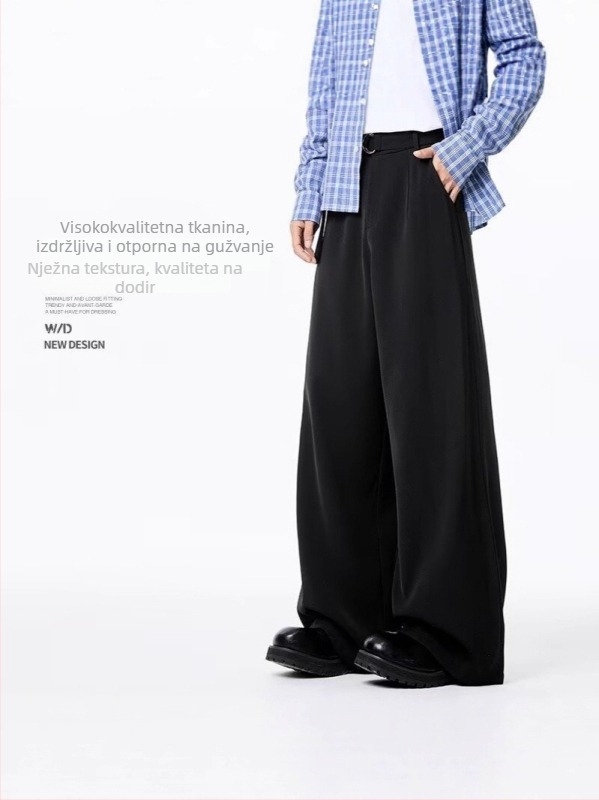 Muške hlače s drapiranim siluetom, casual stil, za proljeće i ljeto, ravni kroj