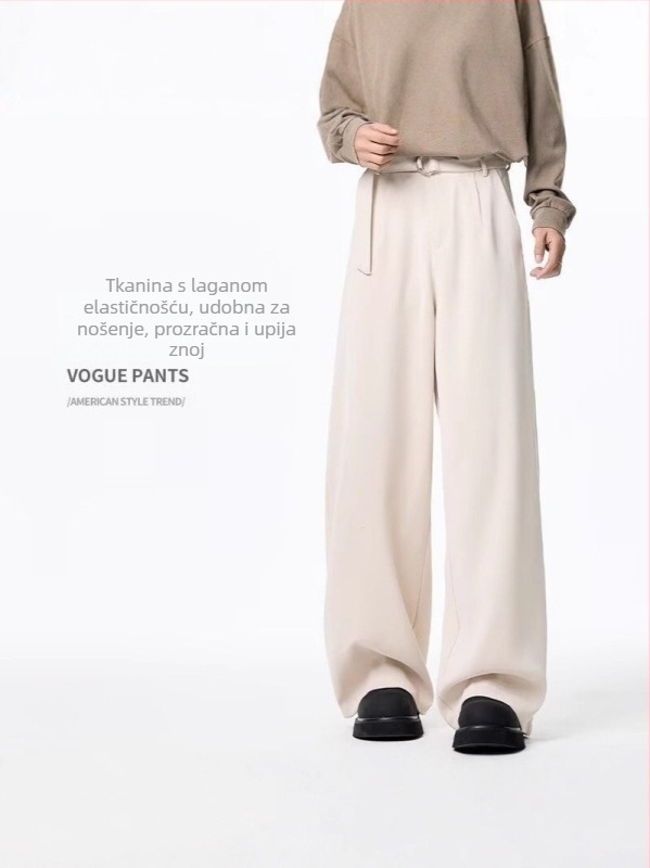 Muške hlače s drapiranim siluetom, casual stil, za proljeće i ljeto, ravni kroj