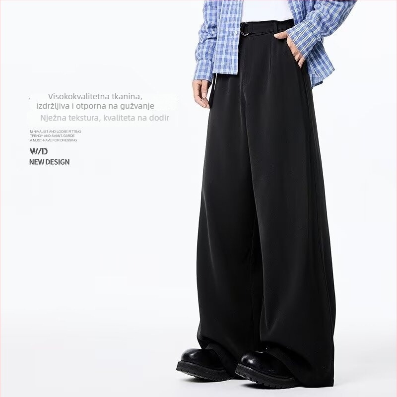 Muške hlače s drapiranim siluetom, casual stil, za proljeće i ljeto, ravni kroj