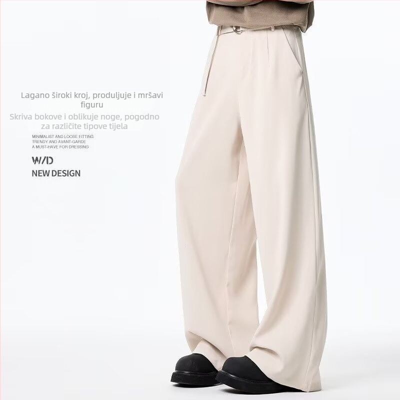 Muške hlače s drapiranim siluetom, casual stil, za proljeće i ljeto, ravni kroj