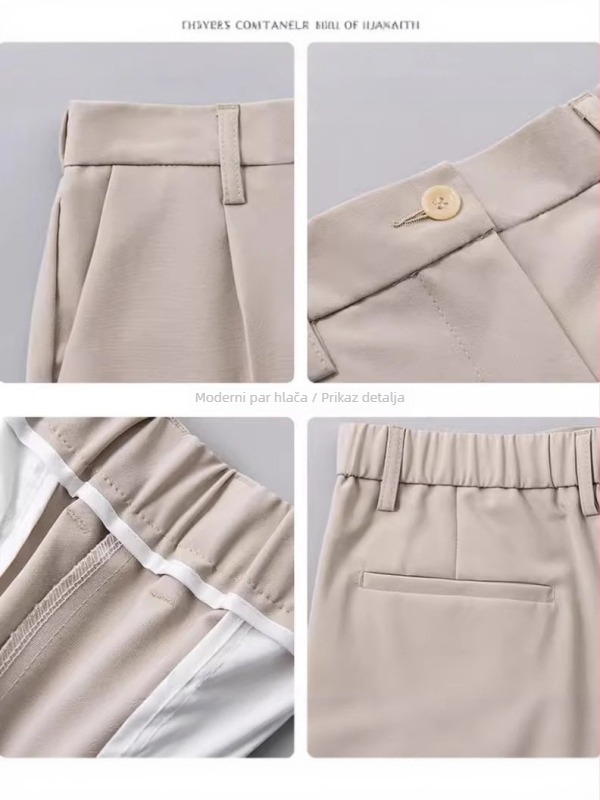 Muške casual kratke hlače u stilu odijela, Slim-Fit, ljetne, tanke, otporne na nabore, drapiran izgled, ravni kroj, poslovno svakodnevno