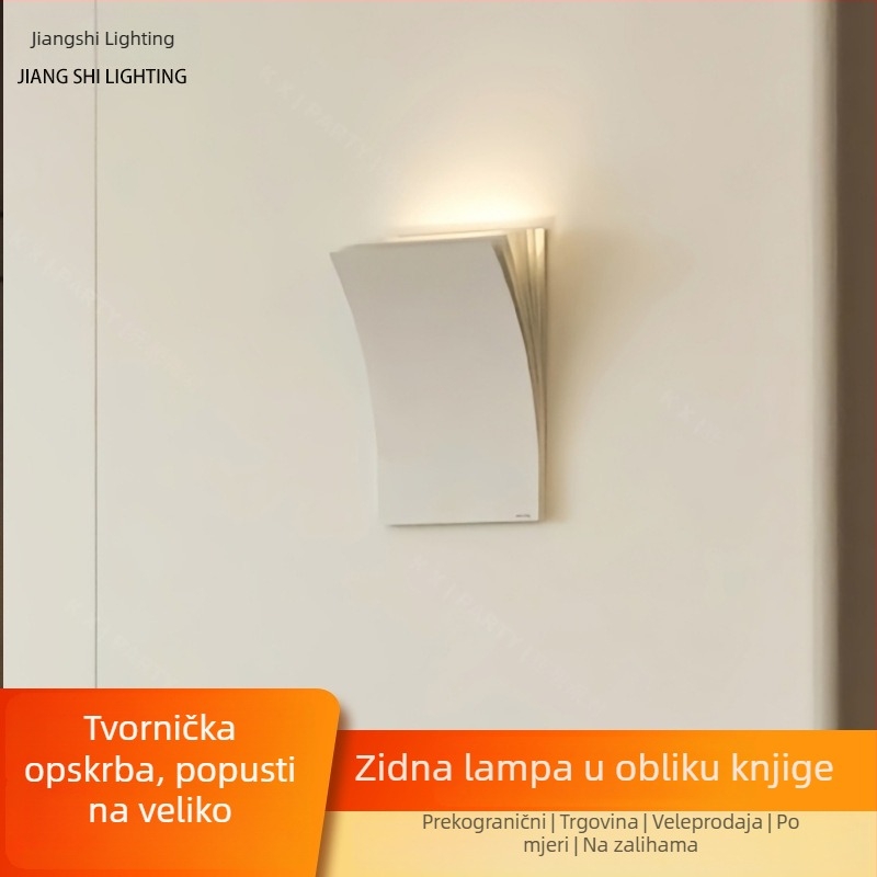 Zidna LED svjetiljka u obliku knjige, skandinavskog dizajna, metalno tijelo, LED, moderan minimalistički dizajn za spavaću sobu, dnevni boravak, studijsku sobu i hodnik.