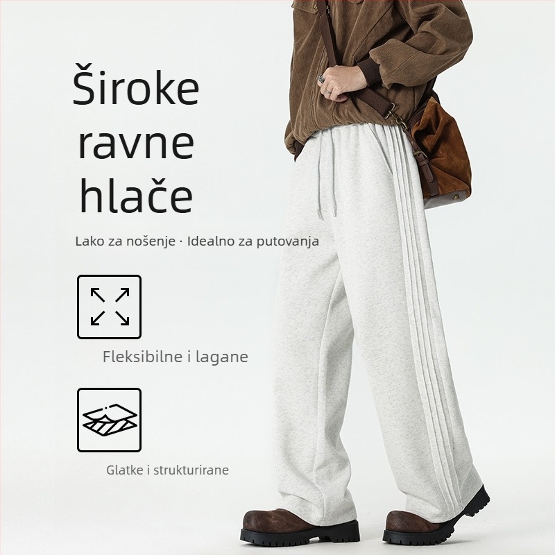 2025 muške sportske hlače s ravnim krojem, široke, casual