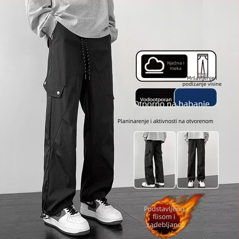 Muške hlače u američkom retro stilu, ravni kroj, široke nogavice, casual