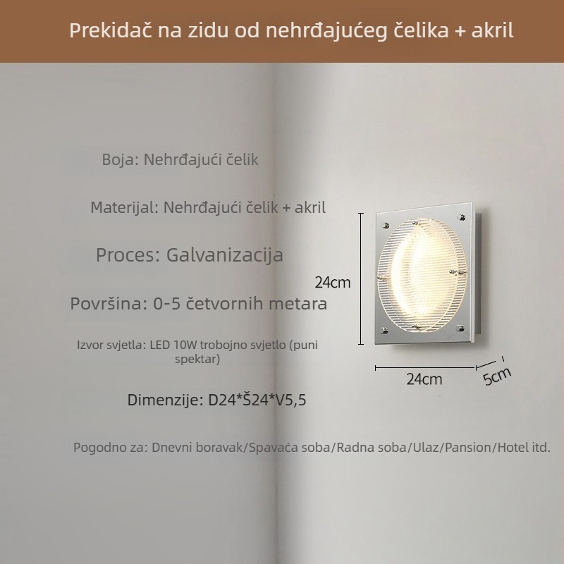 LED zidna svjetiljka Bauhaus stil za spavaću sobu, ambijentalno svjetlo uz krevet, dekorativna svjetiljka za ulaz ili hodnik, moderni minimalistički dizajn