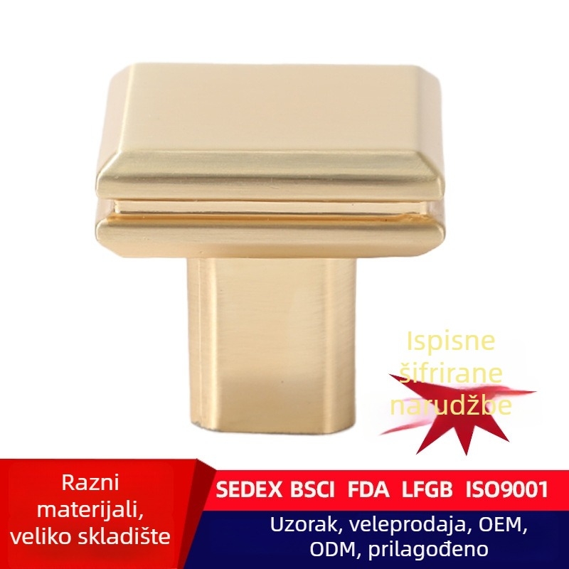 Moderna minimalistička mesingana ručka za vrata i ladice, francuski stil, zlatni završetak