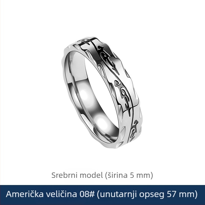 Yu Ren muški prsten od titan čelika – zmajev stil, dizajnom usmjeren, nišni trendovski prsten, personaliziran za kažiprst ili mali prst, boja ne blijedi