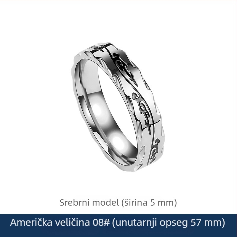Yu Ren muški prsten od titan čelika – zmajev stil, dizajnom usmjeren, nišni trendovski prsten, personaliziran za kažiprst ili mali prst, boja ne blijedi