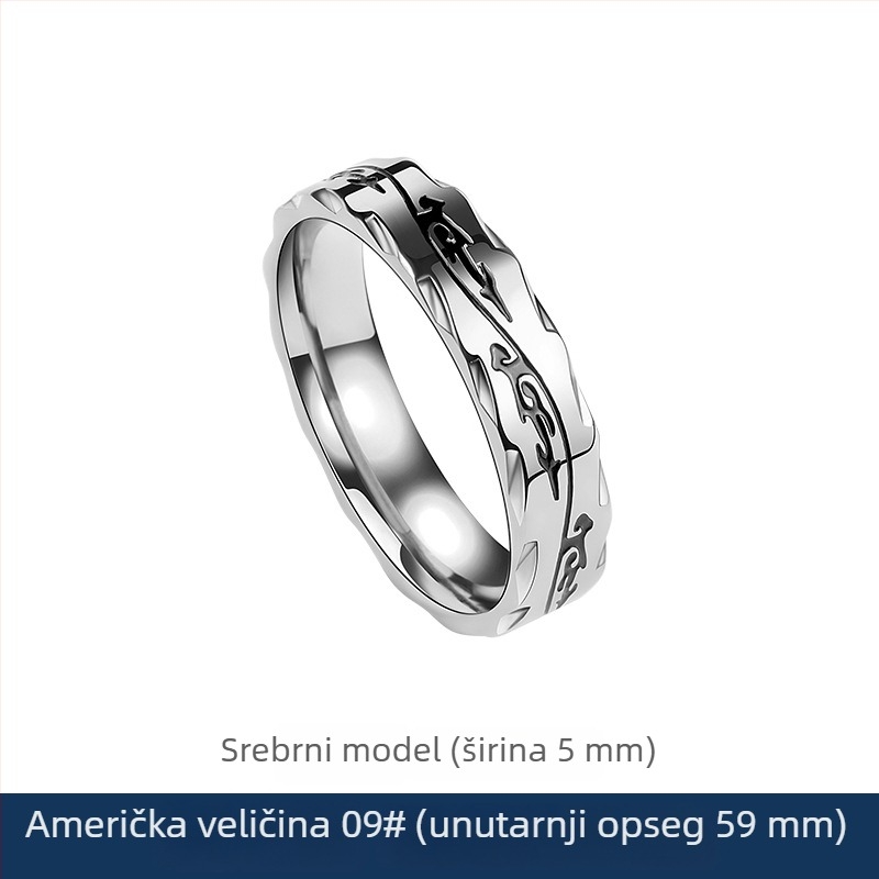 Yu Ren muški prsten od titan čelika – zmajev stil, dizajnom usmjeren, nišni trendovski prsten, personaliziran za kažiprst ili mali prst, boja ne blijedi