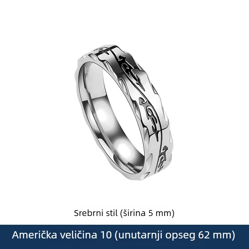 Yu Ren muški prsten od titan čelika – zmajev stil, dizajnom usmjeren, nišni trendovski prsten, personaliziran za kažiprst ili mali prst, boja ne blijedi