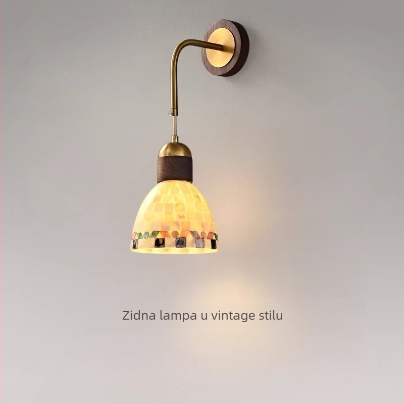 Zidna lampa u vintage stilu za spavaću sobu, motiv školjke, Maillard stil, ambijentalno osvjetljenje