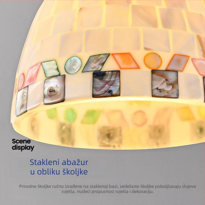 Zidna lampa u vintage stilu za spavaću sobu, motiv školjke, Maillard stil, ambijentalno osvjetljenje