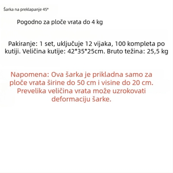 Pružna šarka za vrata s 45° sklapanjem, za ormariće i spremnike