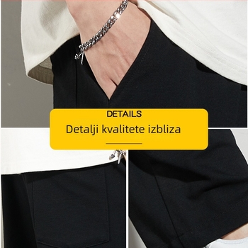 Muške lagane hlače za proljeće i jesen, tanke tkanine, straight kroj, korejski stil, širokog kroja, drapirane, svakodnevne sportske hlače.