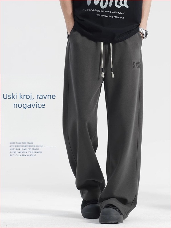 Muške pamučne hlače s drapiranim ravnim krojem, casual za jesen-zimu, duge hlače