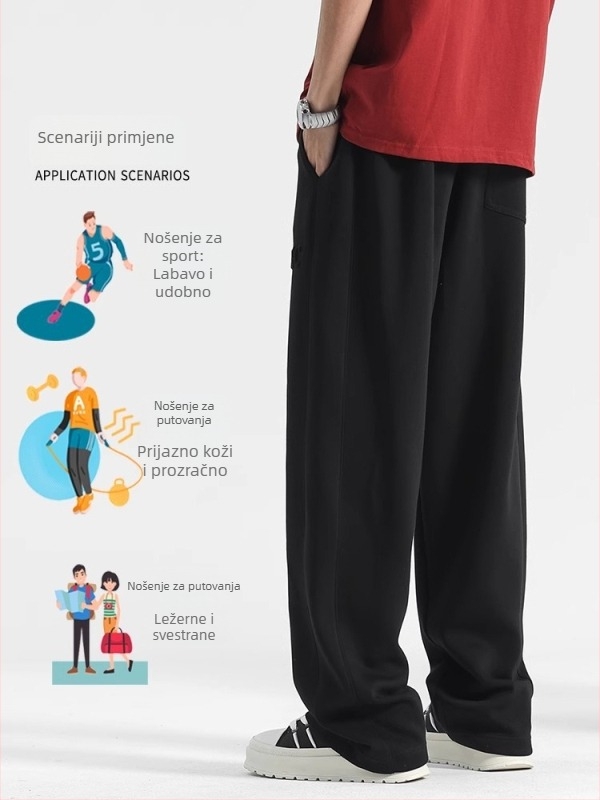 Muške pamučne hlače s drapiranim ravnim krojem, casual za jesen-zimu, duge hlače