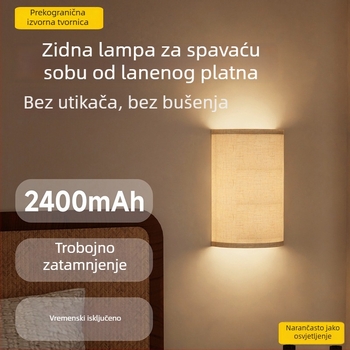 Zidna lampa za spavaću sobu s ambijentalnim osvjetljenjem, bežično punjenje i tri temperature boje svjetla