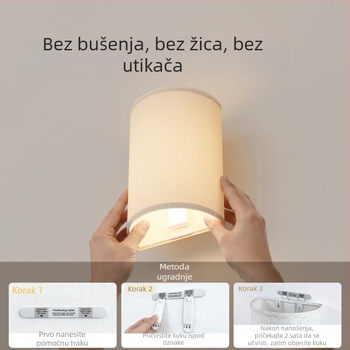 Zidna lampa za spavaću sobu s ambijentalnim osvjetljenjem, bežično punjenje i tri temperature boje svjetla