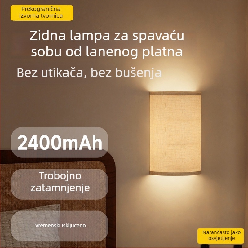 Zidna lampa za spavaću sobu s ambijentalnim osvjetljenjem, bežično punjenje i tri temperature boje svjetla