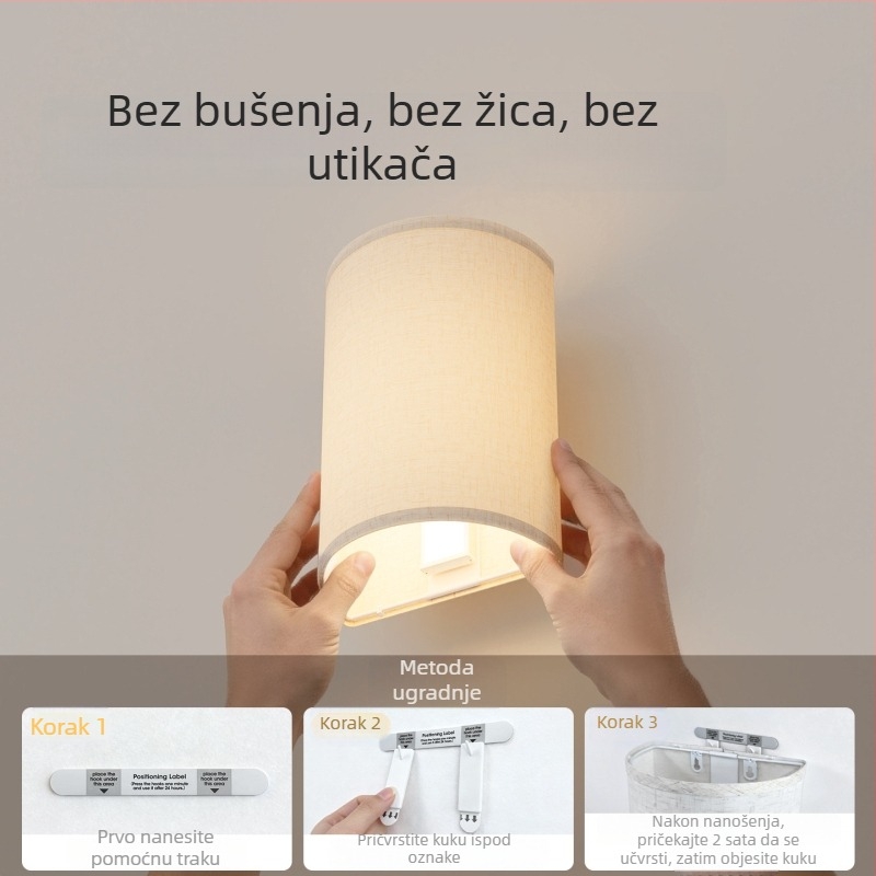 Zidna lampa za spavaću sobu s ambijentalnim osvjetljenjem, bežično punjenje i tri temperature boje svjetla
