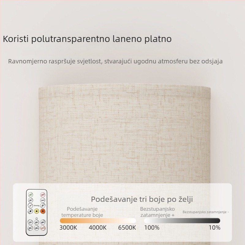 Zidna lampa za spavaću sobu s ambijentalnim osvjetljenjem, bežično punjenje i tri temperature boje svjetla