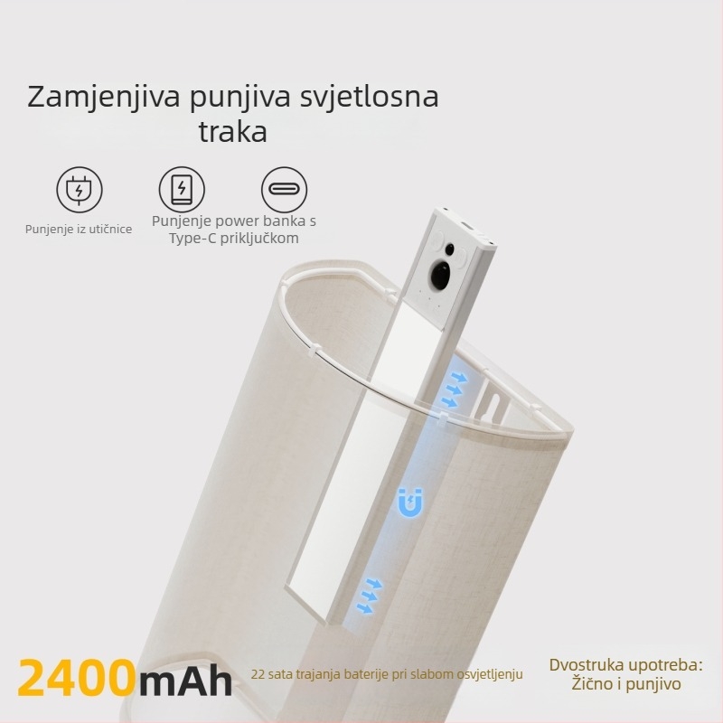 Zidna lampa za spavaću sobu s ambijentalnim osvjetljenjem, bežično punjenje i tri temperature boje svjetla