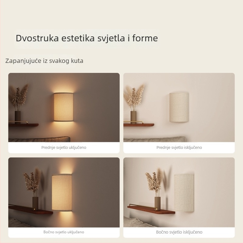 Zidna lampa za spavaću sobu s ambijentalnim osvjetljenjem, bežično punjenje i tri temperature boje svjetla